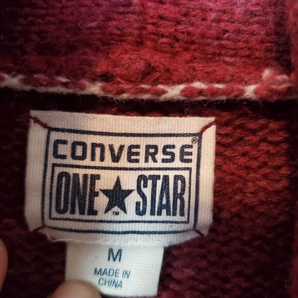 Converse One Star Sweater Womens Medium Cowl Neck Long Sleeve Maroon Red - Picture 7 of 15